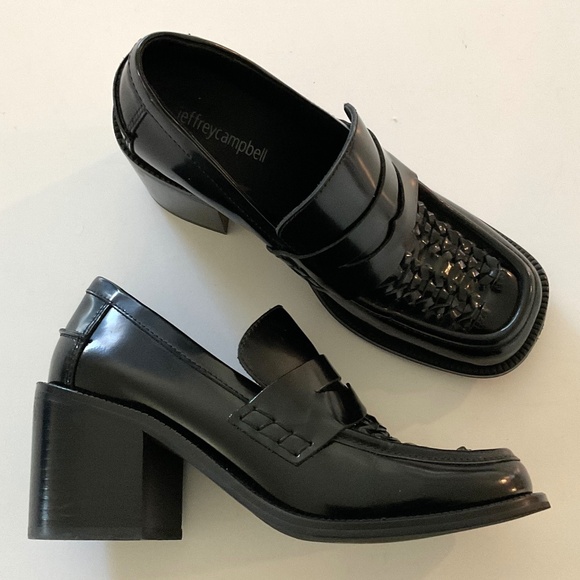 JEFFREY CAMPBELL Sims Chunky Stacked Block Heeled Loafer Size 7 - Picture 1 of 11